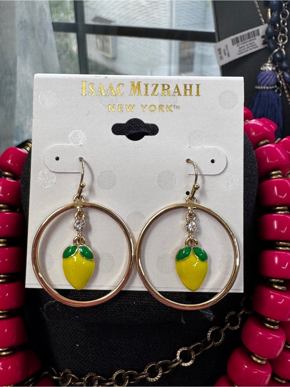 Isaac Mizrahi Gold Hoop Earrings with Yellow Lemon Charms